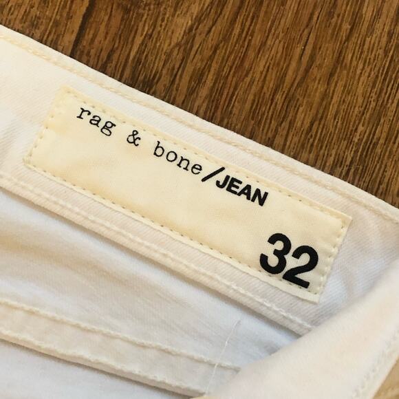 Rag & Bone White Blnc W/ Fray Capri Cropped Frayed Hemline Jeans Size 32 - Picture 12 of 12
